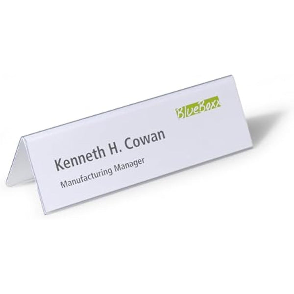 Durable Table Place Name Holder 61 x 210mm Transparent - Pack of 25 - Perfect for Meetings, Conferences, Events, etc.