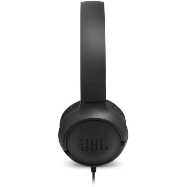 JBL Tune 500 On-Ear Lightweight Foldable Headphones with Pure Bass Sound, 1-Button Remote with Built-In Microphone, Black
