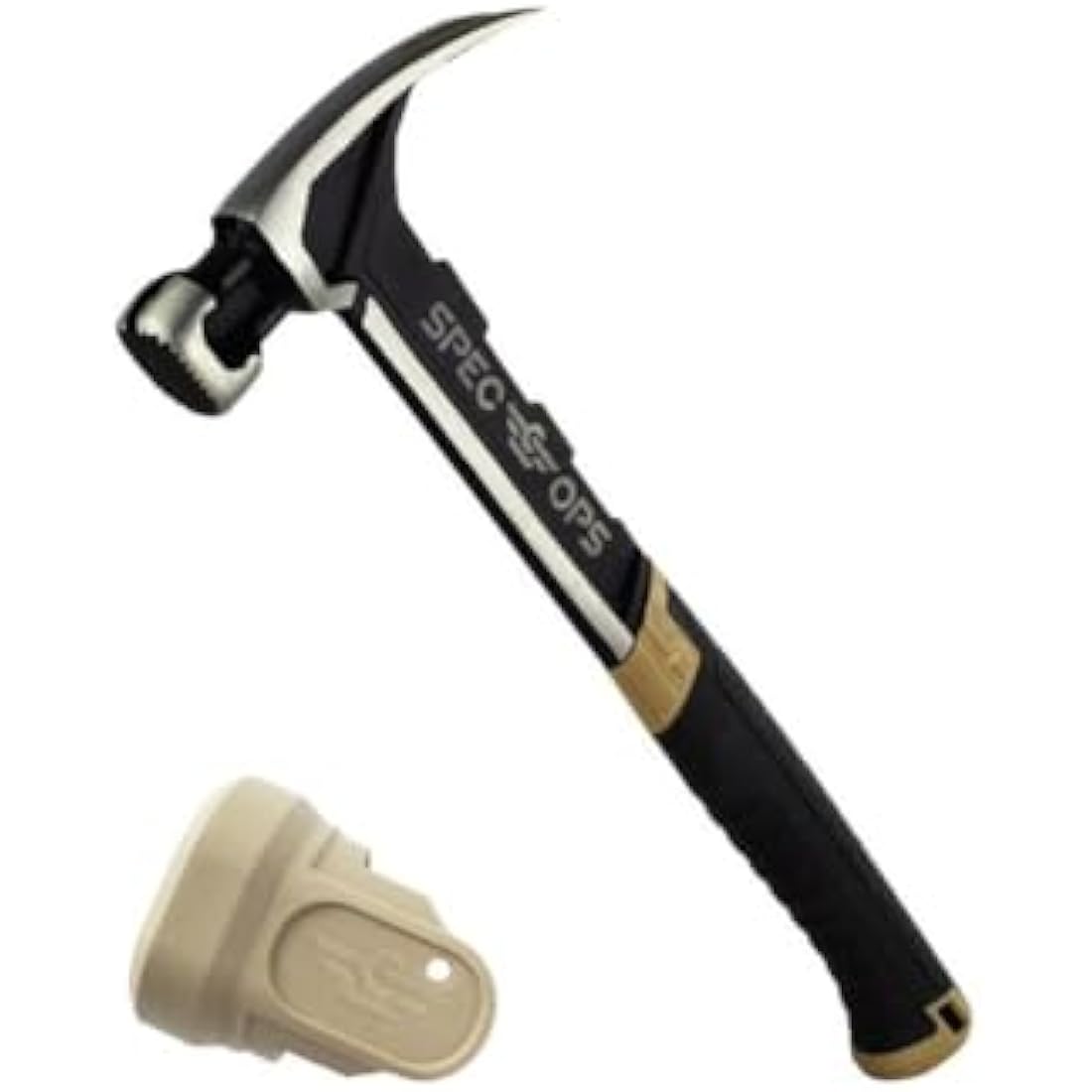 Spec Ops SPEC-M22CF-S Tools Framing Hammer, 22 oz, Rip Claw, Milled Face, Soft Mallet Face, Shock-Absorbing Grip, 3% Donated to Veterans,Black/Tan
