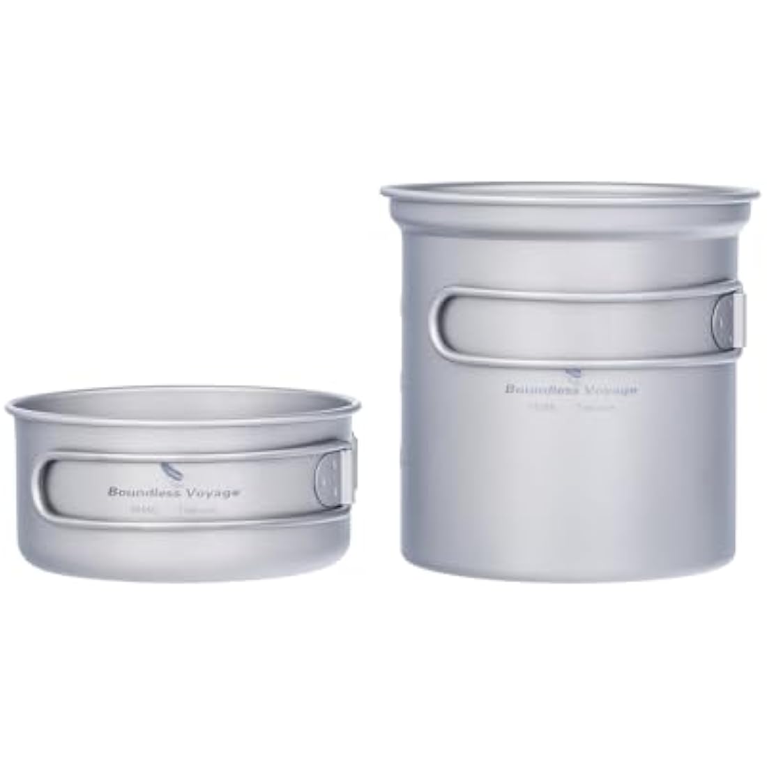 iBasingo Titanium Camping Pots Pans Set Lightweight Outdoor Backpacking Cookware with Folding Handle Compact Cooking Mess Kit Portable Travel Cookset, Rust-proof, Non-toxic