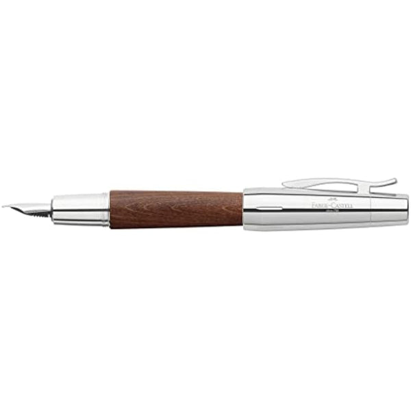 Faber-Castell E-motion 148202 Fountain Pen Wood/Chrome Nib EF Includes Gift Packaging Barrel Colour Brown/Silver