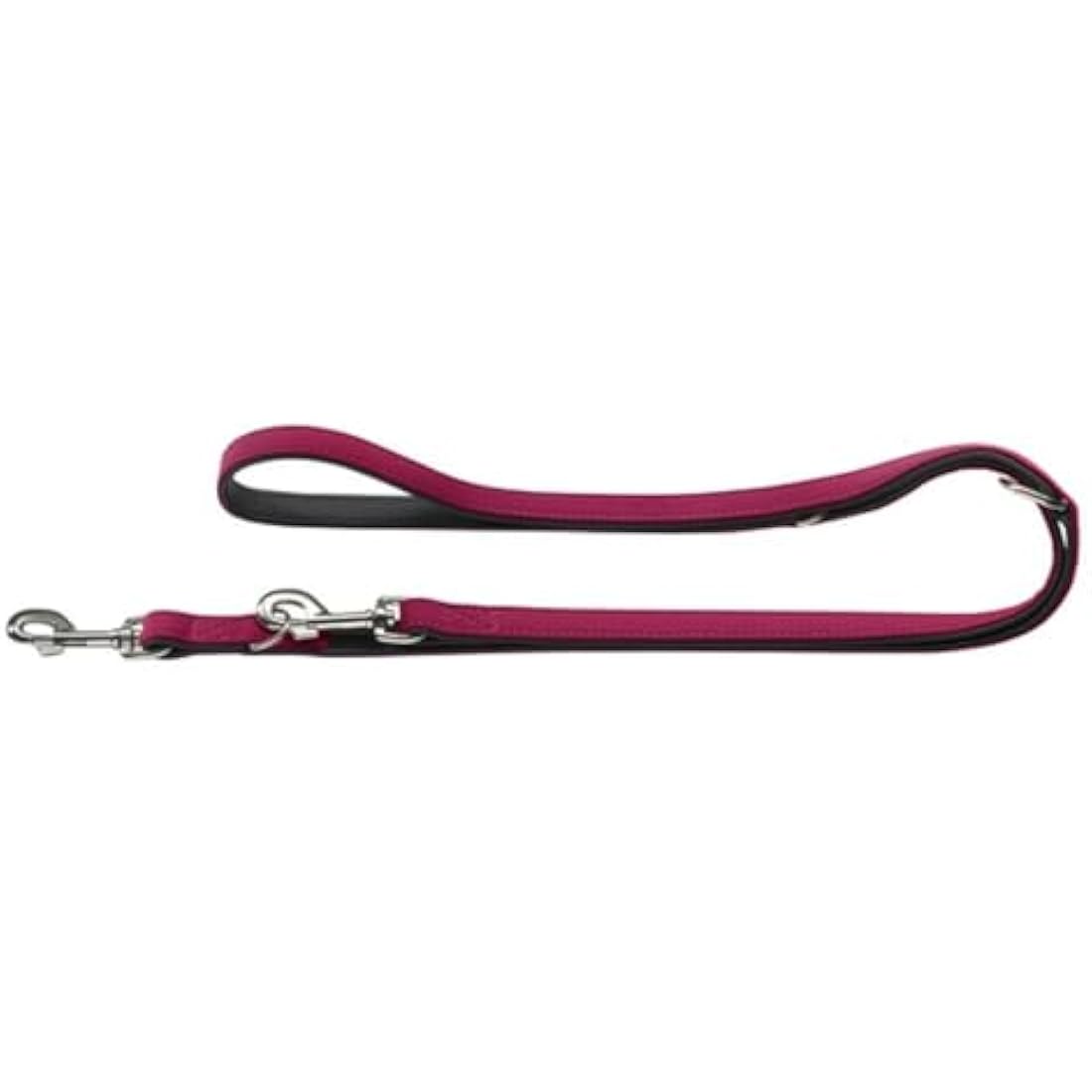 HUNTER Softie Art-Nubuk Nickel Training Lead Rope, 20 x 200 cm, Large, Raspberry/Nappa Black/Pink