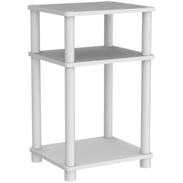 Furinno Just 3-Tier Turn-N-Tube End Table, 2-Pack, White(Espresso)/White
