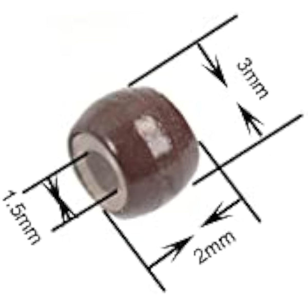200pcs/lot 3.0mm Silicone Lined Nano Rings Hair Extension Nano Beads Micro Rings Beads Links for Hair Extensions (Brown)