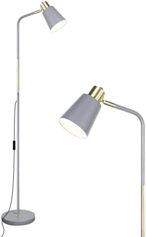 Floor Lamp, Industrial Floor Lamps Corner Lamp Rustic Farmhouse Standing Lamp, Adjustable Metal Heads Indoor Task Lighting Reading Floor Lamps for Living Room, Bedroom, E27 Socket (Grey)