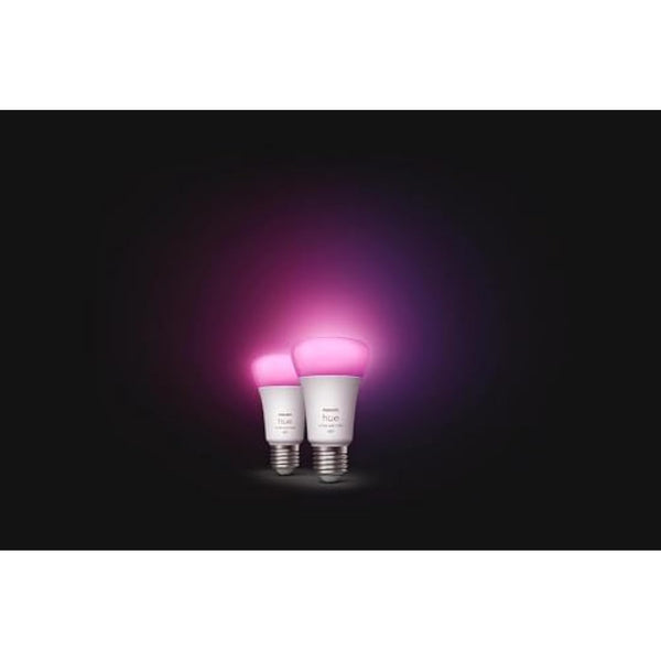 Philips Hue White and Colour Ambiance Smart Light Bulb 2 Pack 60W - 800 Lumen [E27 Edison Screw] with Bluetooth. Works with Alexa, Google Assistant and Apple Homekit