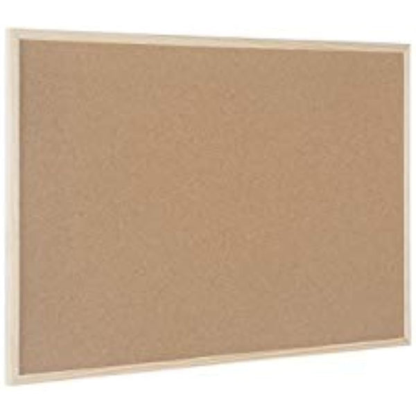 Bi-Office Basic Cork Board, Pine Wood Frame, 90 x 60 cm, brown