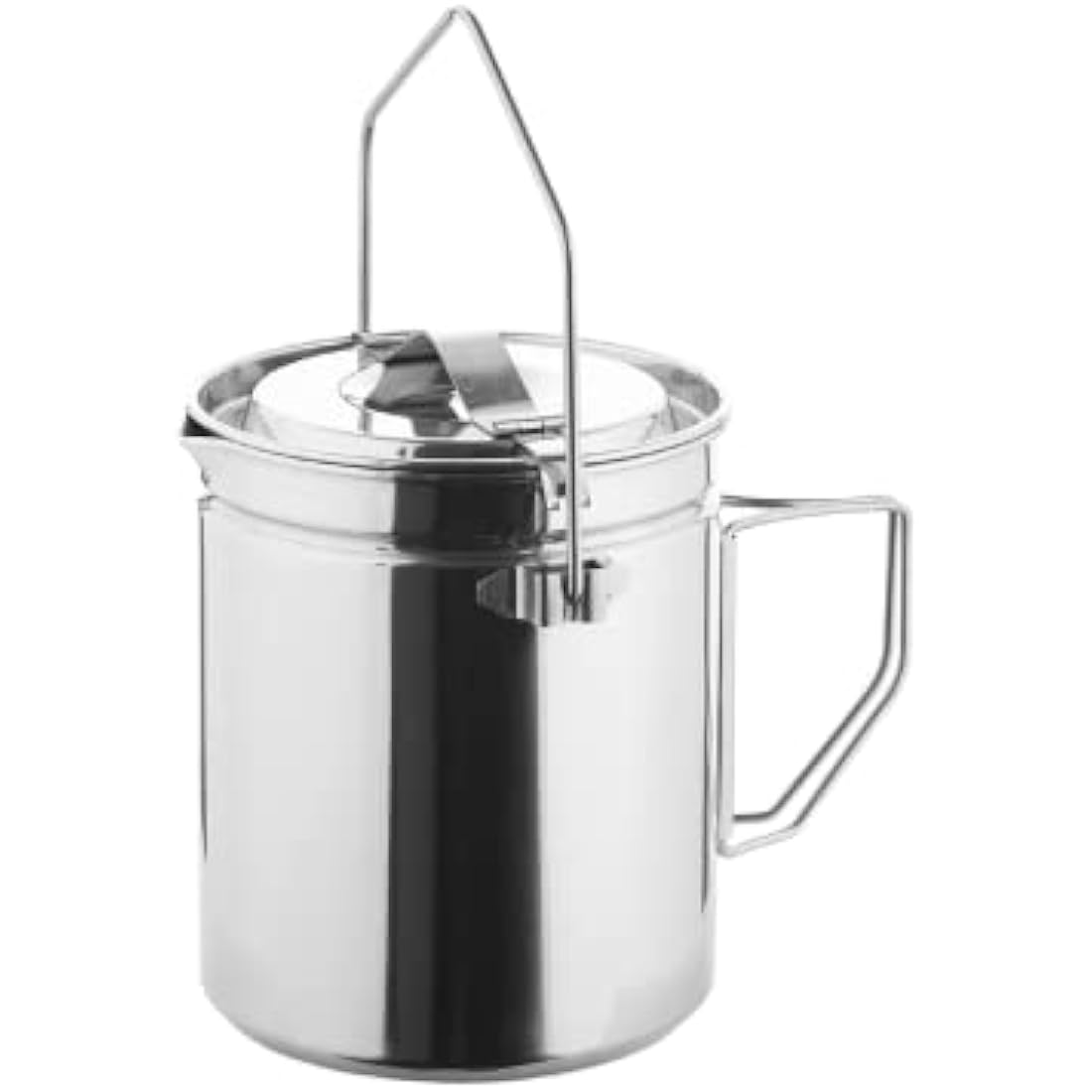 Fire-Maple Camping Pot Stainless Steel Camping Hanging Cup with Steamer Basket | 1.2L Campfire Coffee Mug with Foldable Handle for Outdoor Cooking