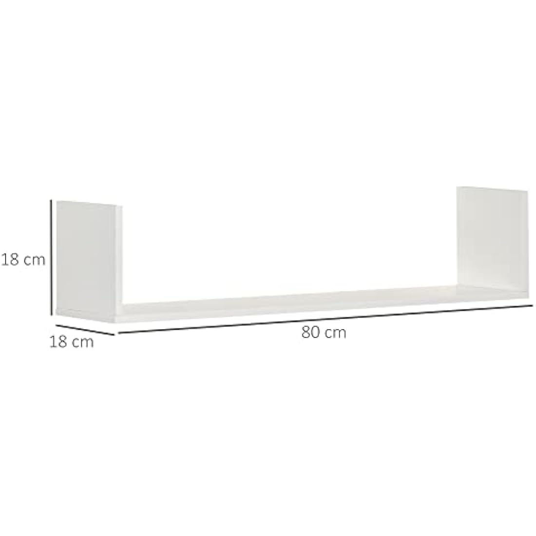 HOMCOM Set of 3 Wooden U-Shaped Floating Shelves Set Wall Mounted Hanging Bookshelf CD DVD Storage Display for Bedroom Living Room Kitchen, White