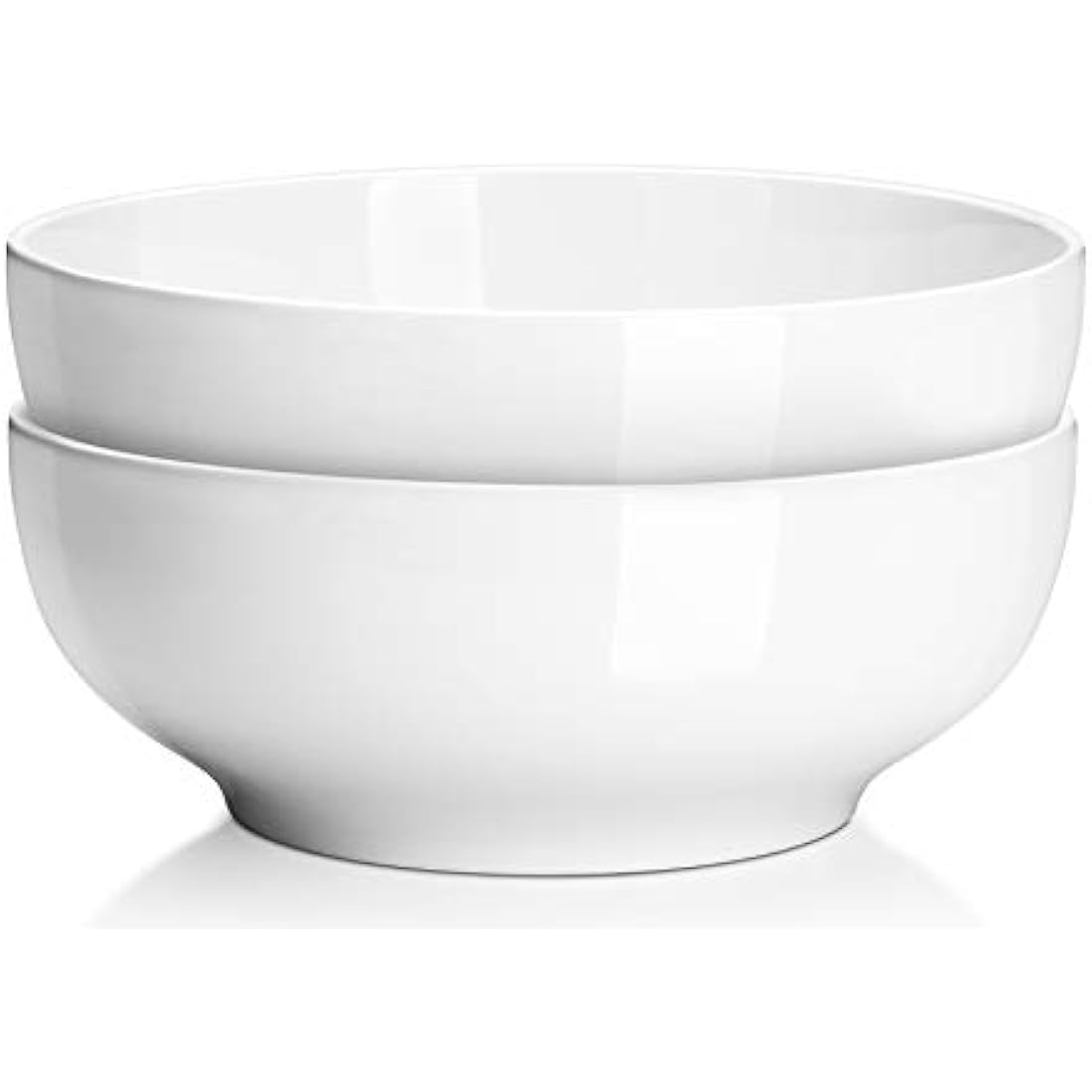 DOWAN Large Serving Bowls, 2700ml Solid Salad Bowls, Φ24cm Ceramic Pho Bowls Set of 2, White Serving Dishes for Dinner Parties, Microwave & Dishwasher Safe, Stackable, Easy Clean