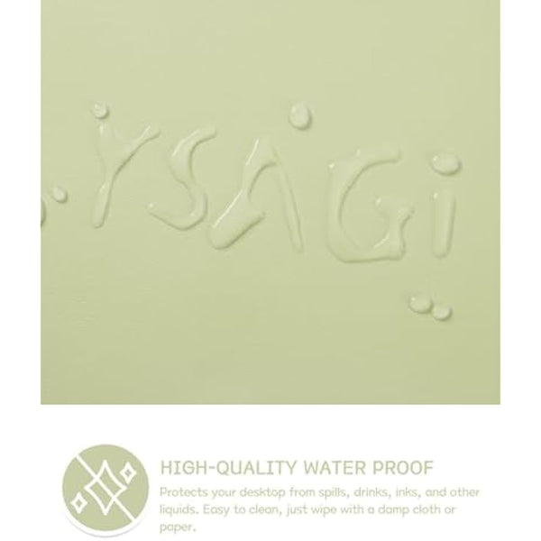 YSAGi Non-Slip Desk Pad, Waterproof PVC Leather Desk Table Protector, Ultra Thin Large Mouse Pad, Easy Clean Laptop Desk Writing Mat for Office Work/Home/Decor (60 x 35 cm, Matcha Green)