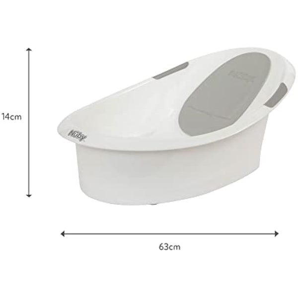Nuby Newborn Baby Bath with Anti-Slip Support | Soft Headrest | Plug | Suitable from Newborn (White)