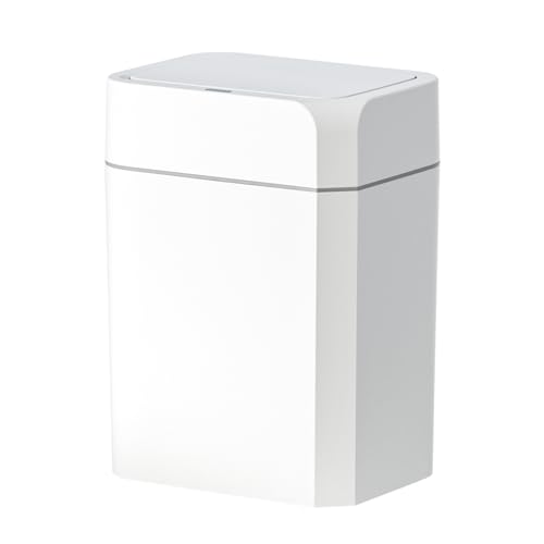 ELPHECO Bathroom Trash Can with Lid 3.5 Gallon Motion Sensor Slim Garbage Can Bathroom Decor Waterproof Smart Small Trash Bin for Kitchen, Office, Bedroom, Living Room, Toilet (White)