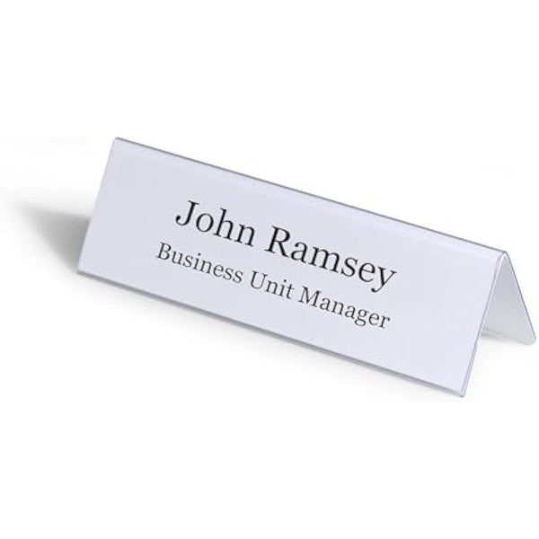 Durable Table Place Name Holder 61 x 210mm Transparent - Pack of 25 - Perfect for Meetings, Conferences, Events, etc.