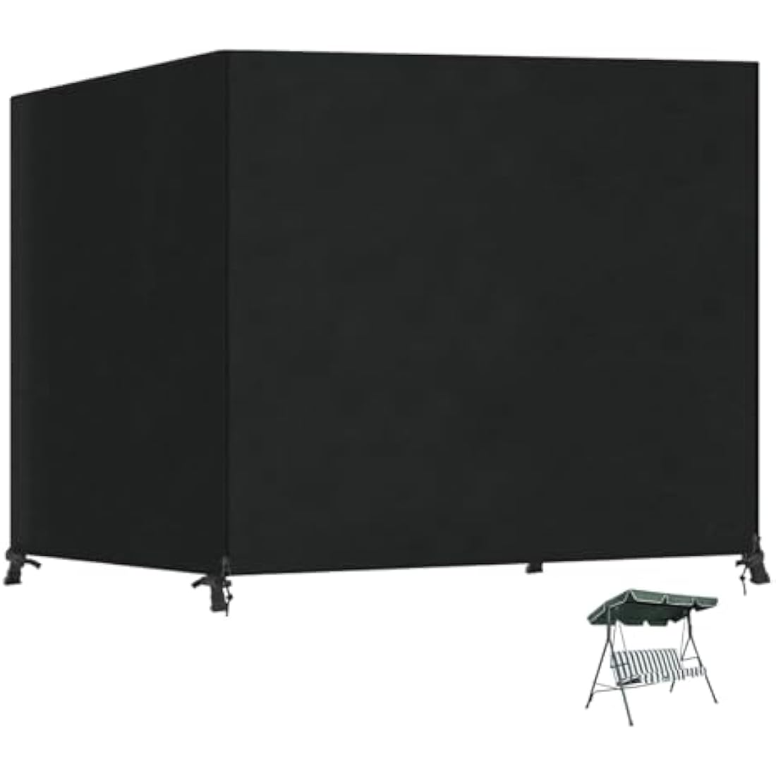 SanGlory Garden Swing 3-Seater Waterproof Patio Hammock with Zips, Heavy Duty Rip Proof Protective Cover for Outdoor Patio Swing Garden Hammock (210x150x150cm) - Black