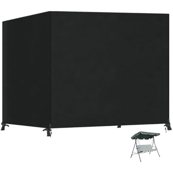 SanGlory Garden Swing 3-Seater Waterproof Patio Hammock with Zips, Heavy Duty Rip Proof Protective Cover for Outdoor Patio Swing Garden Hammock (210x150x150cm) - Black