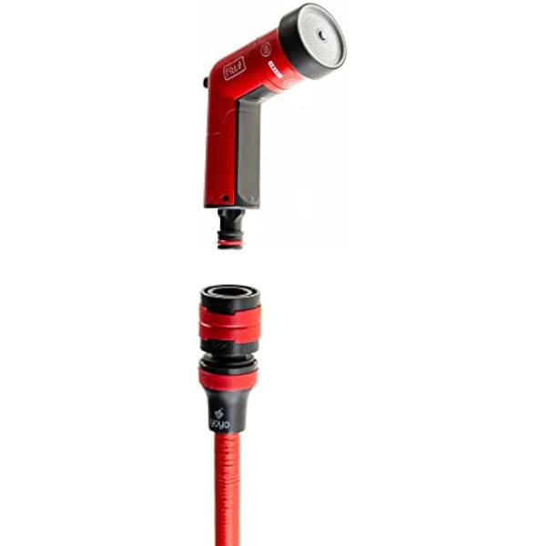 FITT YOYO 15 m, Extendable and Flexible Garden Water Hose Pipe with Multi-Function Spray Gun, Red