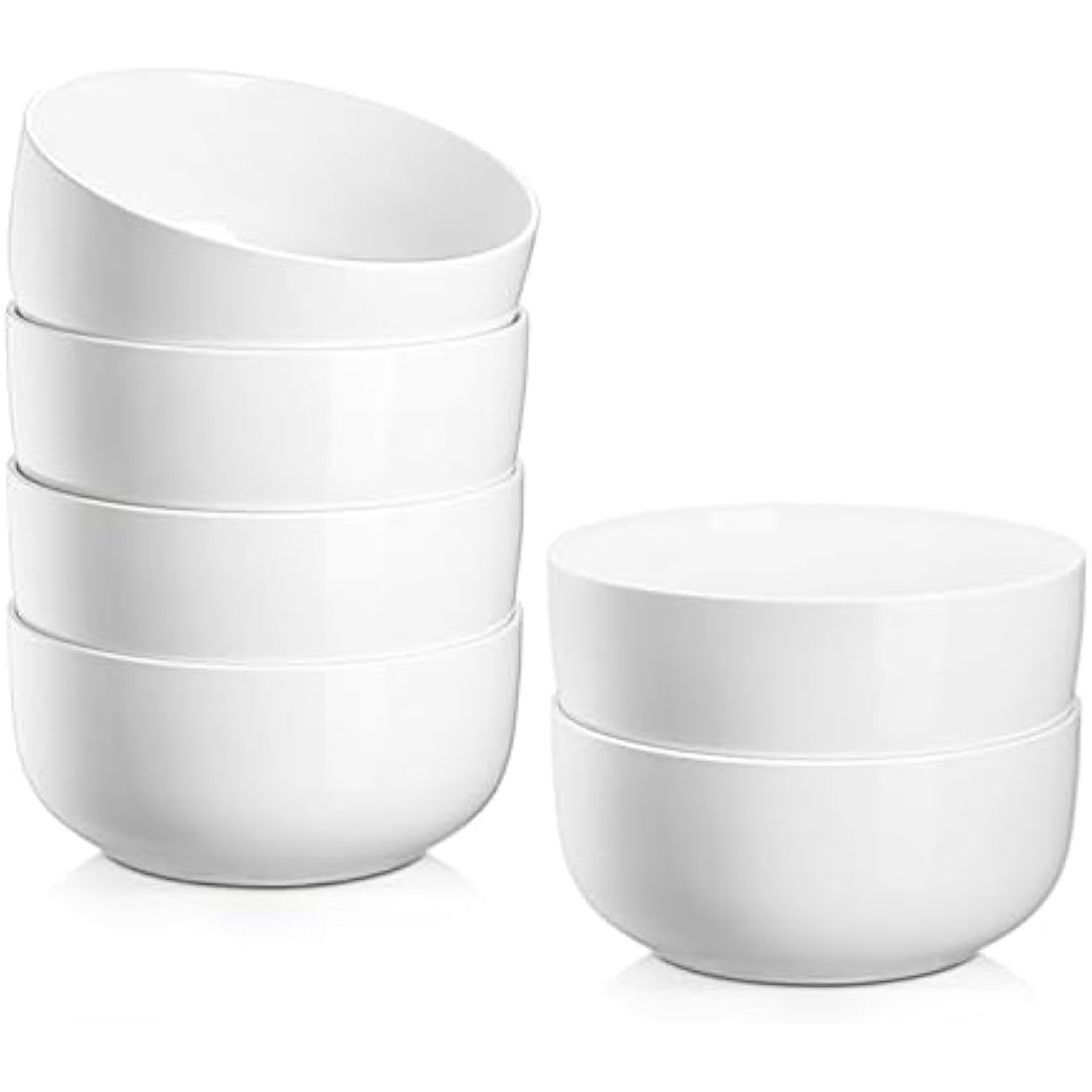 Jassceram Cereal Bowls Set of 6, 800ml Ceramic Large Bowls for Soup, Salad, Dessert and Oatmeal, Suitable for Kitchen or Dining - Dishwasher & Microwave Safe, 6 Inch, 28 Oz, White