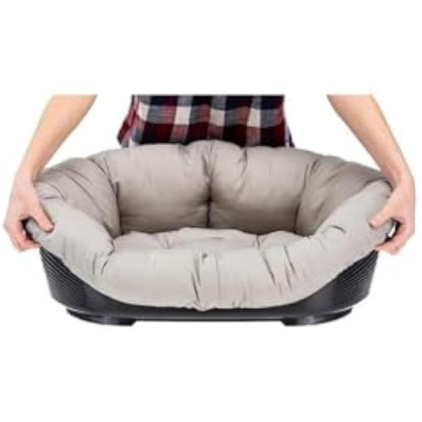 Ferplast Cushion for dog and cat bed SOFA' CUSHION 6 Padded spare cover for pet bed, Soft cotton washable, Adjustable with elastic cord, 73 x 55 x h 27 cm Grey