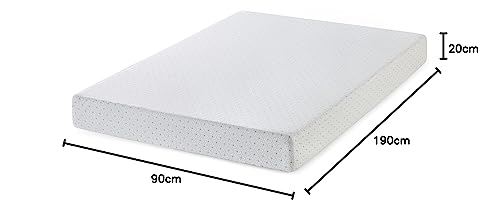 ZINUS Single Mattress - Memory Foam - 90x190cm/3x6ft - Height 13cm/5in - Medium Firmness - Orthopaedic Support with Comfort foam - Green tea Designed in UK standards