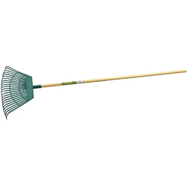 Draper 550mm Plastic Leaf Rake | 23 Teeth Outdoor Garden Hand Tool | Varnished Natural Wood Handle | Lawn Leveling | 31069