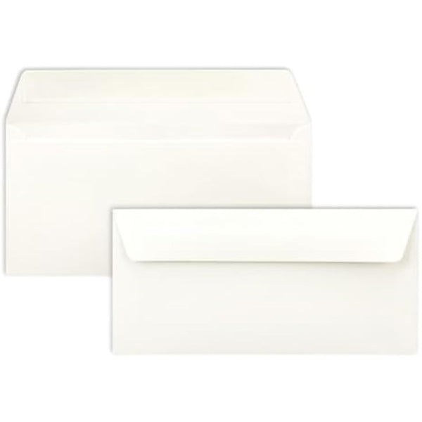 Envelopes DIN Long – Natural White – Premium Quality – 110 g/m² – 110 mm x 220 mm – Very Stable – Self-Adhesive – Quality Brand: Neuser Colourful 150 Umschläge Natural White