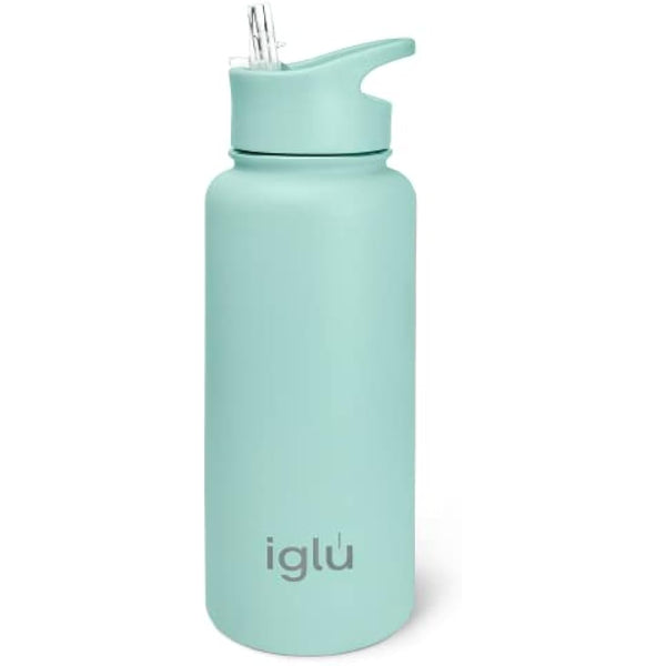 iglu Reusable Water Bottles | Premium Double Walled Stainless Steel | 1L Vacuum Insulated | 24 Hours Cold & 12 Hours Hot | Sweatproof & BPA Free | Great His & Her Eco-Friendly Gift (Ocean Teal, 1L)