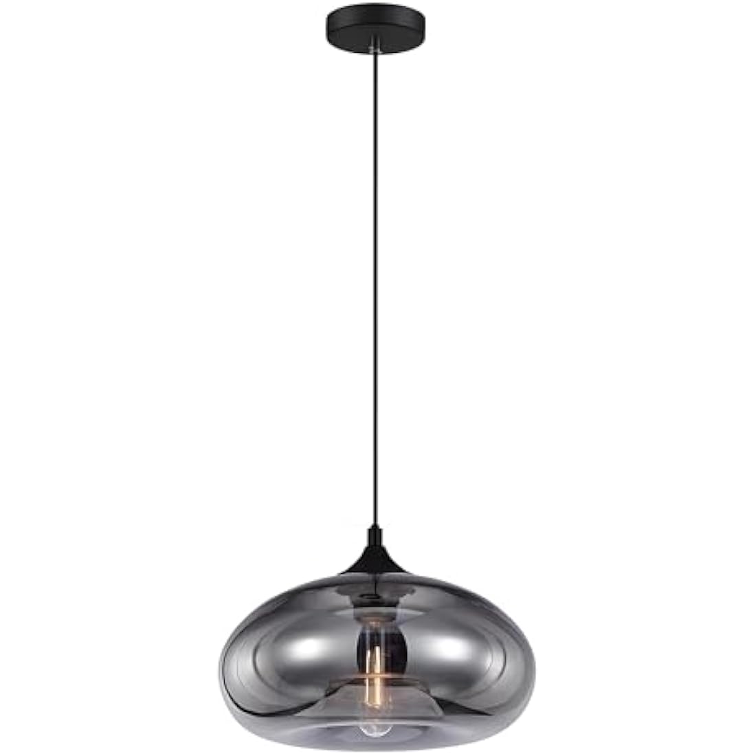 HJXDtech Pendant Light with 28cm Glass Lampsahde, Industrial Vintage Loft Bar E27 Ceiling Hanging Lamp for Kitchen, Dining &Living Room (Silver)