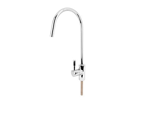 FilterLogic Faucet Quarter Turn Lever Compact Kitchen Sink Drinking Water Filter Tap RO, Stainless Steel Swan, Chrome