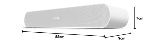 Sonos Ray Soundbar - All-in-one compact and sleek soundbar with Blockbuster sound for movies, gaming and wifi music streaming, compatible App and Apple AirPlay, in black