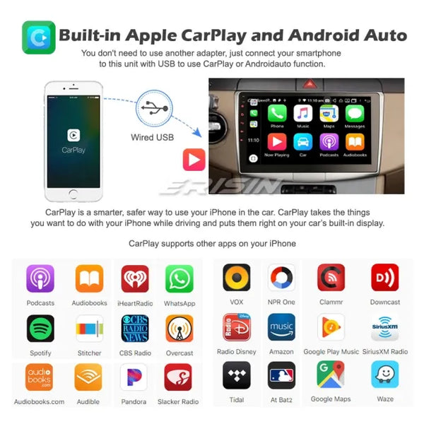 ES8717P 10.1" 8-Core Android 10.0 Car Stereo SatNav GPS Radio for VW Passat CC B6 B7 CarPlay DSP DAB+ CD WiFi 4G OBD BT