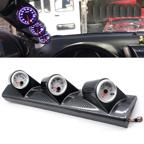 Universal Car Gauge Holder 52mm Left Right 3 Hole A Pillar Column Gauge Pod Holder Meter Stand Carbon Fiber