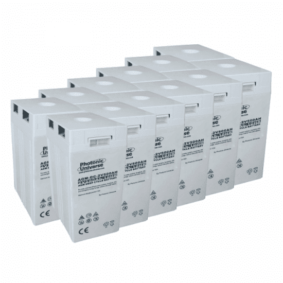 24V 500Ah AGM Deep-Cycle Battery Bank (12×2V) | 4Boats