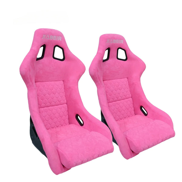 1097 Custom LOGO Pink Suede Fiberglass Back Racing Bucket Seats