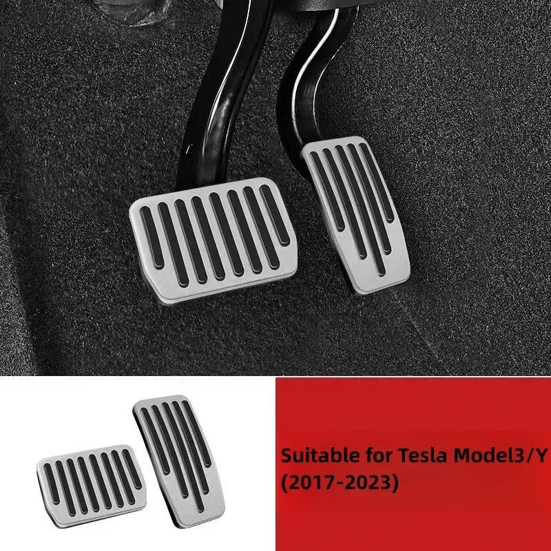 Futhope Car Foot Pedal Pads Covers For Tesla Model 3 Y Highland 2021-2024 Litchi grain anti Slip Accelerator Brake Rest Pedal