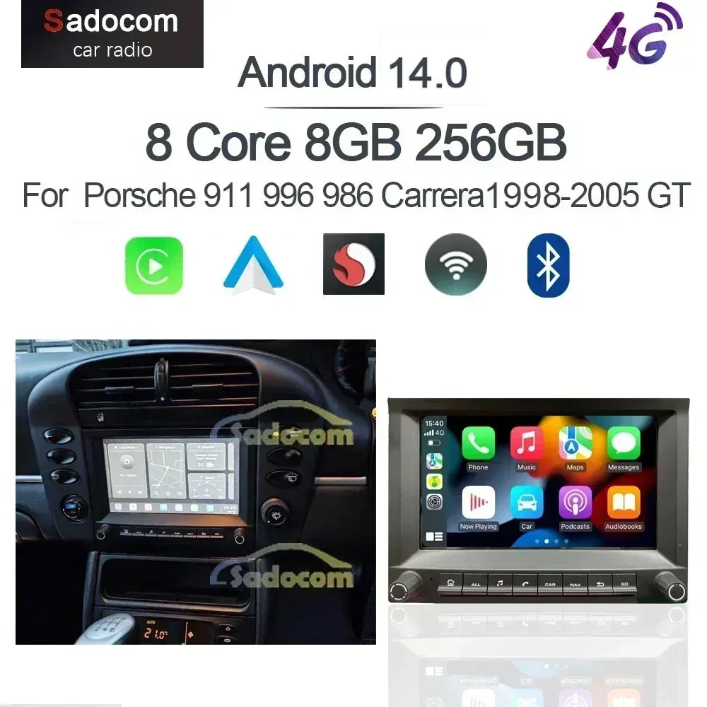 CarPlay 7" 2 din Android 13.0 Car DVD player 8 Core 4GB DSP multimedia GPS autoradio For Porsche 911 996 986 Cayman Boxster