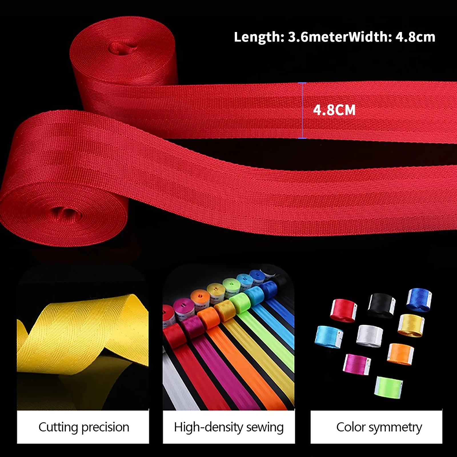3.6M*4.8CM Car High-Strength Auto Seat Belt Webbing Fabric Racing Car Modified Seat Safety Belts Harness Strap