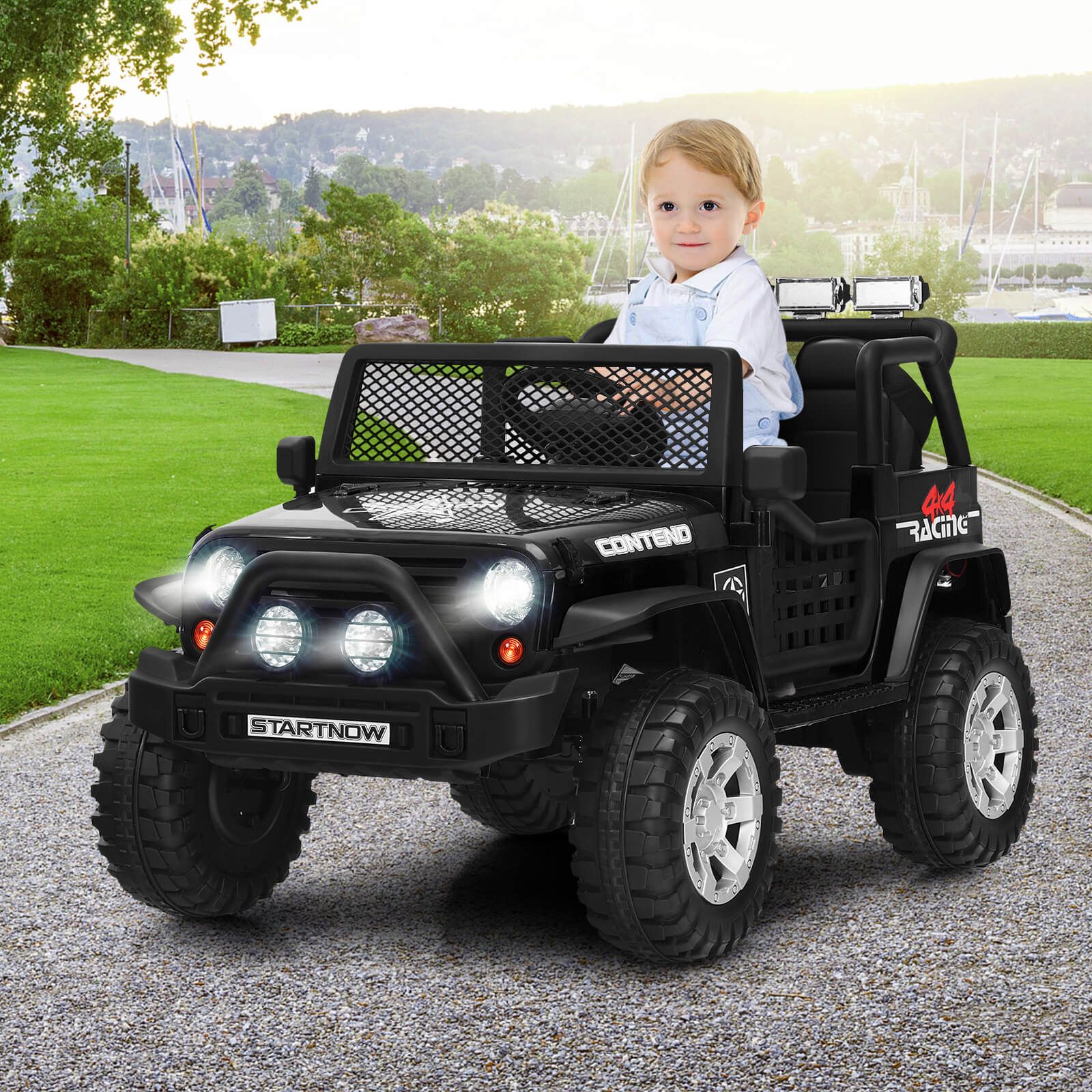 CW 2-Seat Kids Ride on Jeep Truck 12V Kids Electric Ride On Car 2 Motors Toy Car with Parent Remote Control