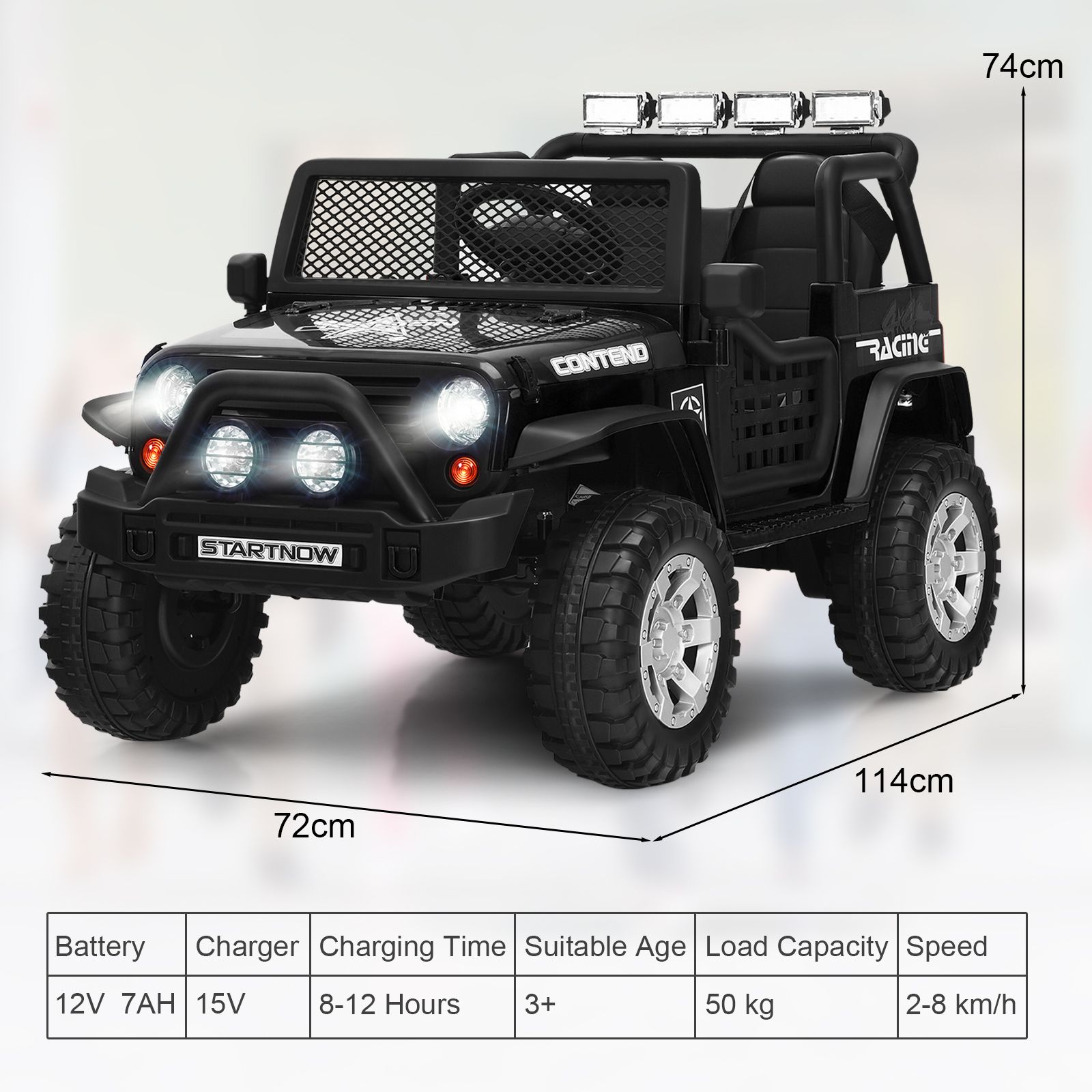 CW 2-Seat Kids Ride on Jeep Truck 12V Kids Electric Ride On Car 2 Motors Toy Car with Parent Remote Control