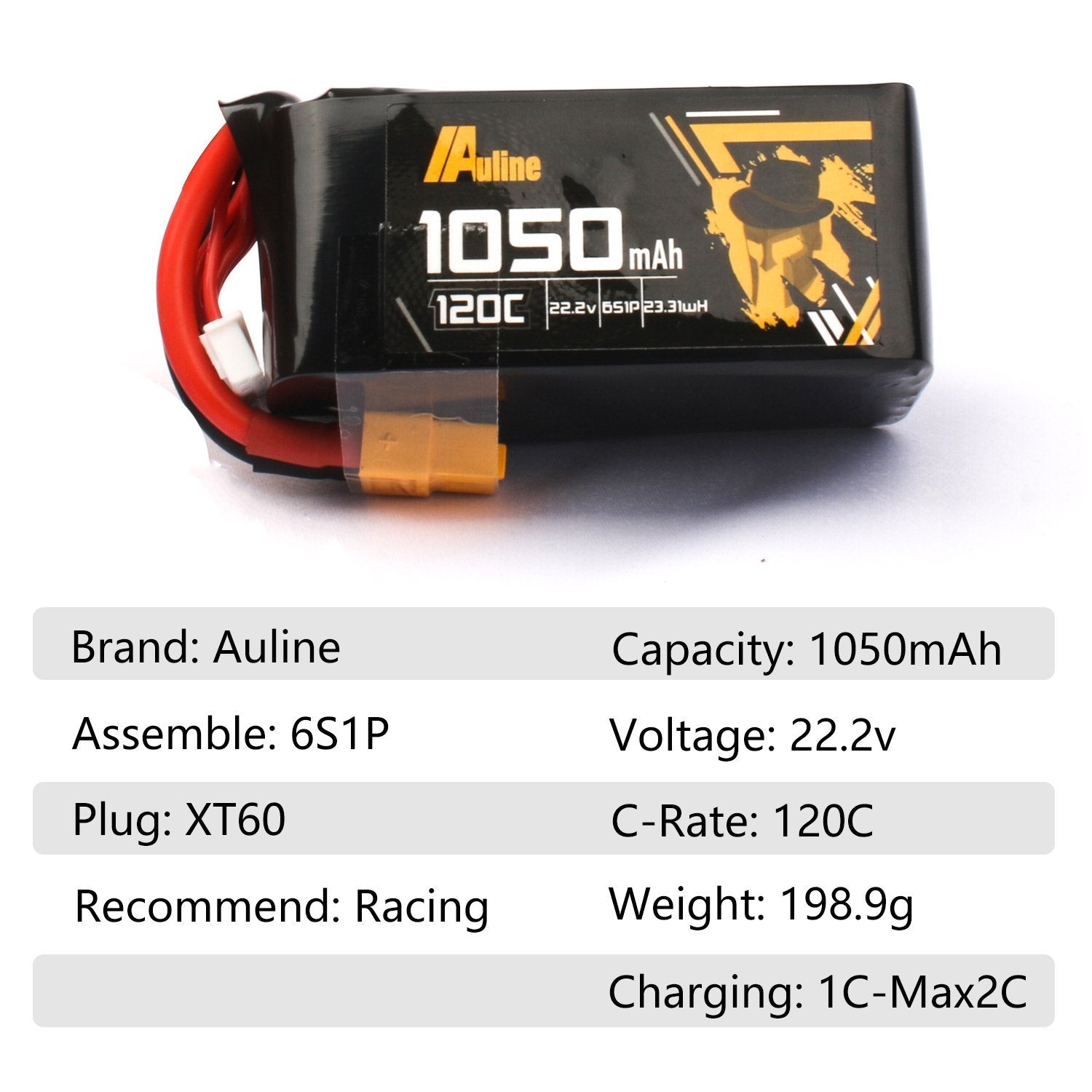 AuLine 1050mAh 6S 22.2V 120C XT60 Lipo Battery