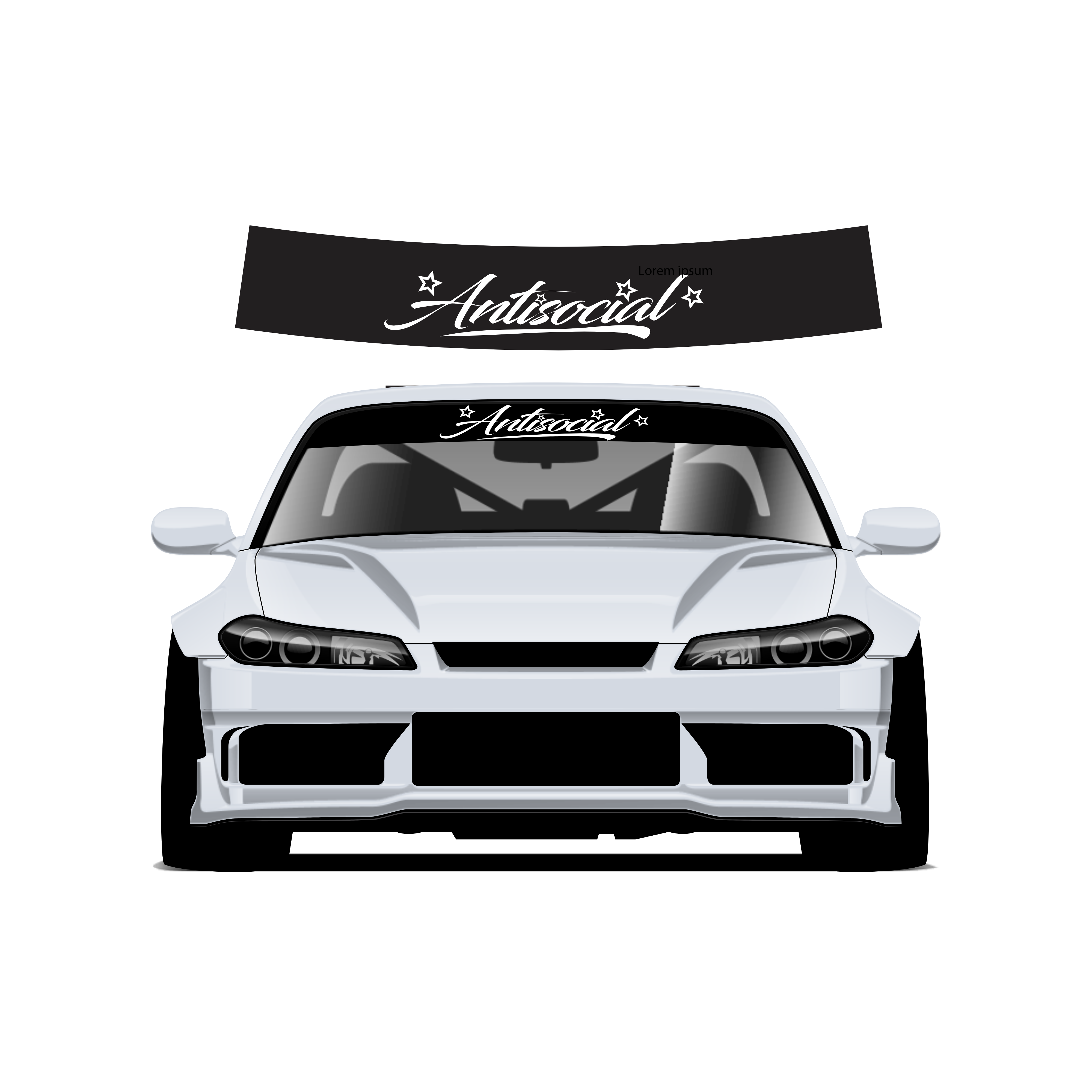 Antisocial Custom Vinyl Sunstrip – Universal Fit 140cm 150cm 160cm