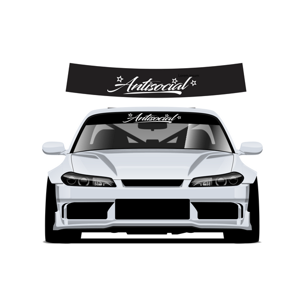 Antisocial Custom Vinyl Sunstrip – Universal Fit 140cm 150cm 160cm