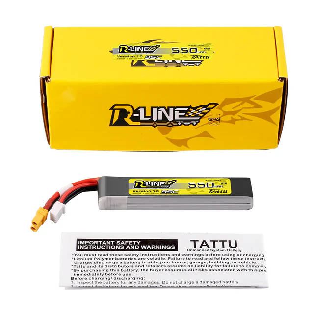 Tattu R-Line 550mAh 7.4V 2S1P 95C Lipo Battery