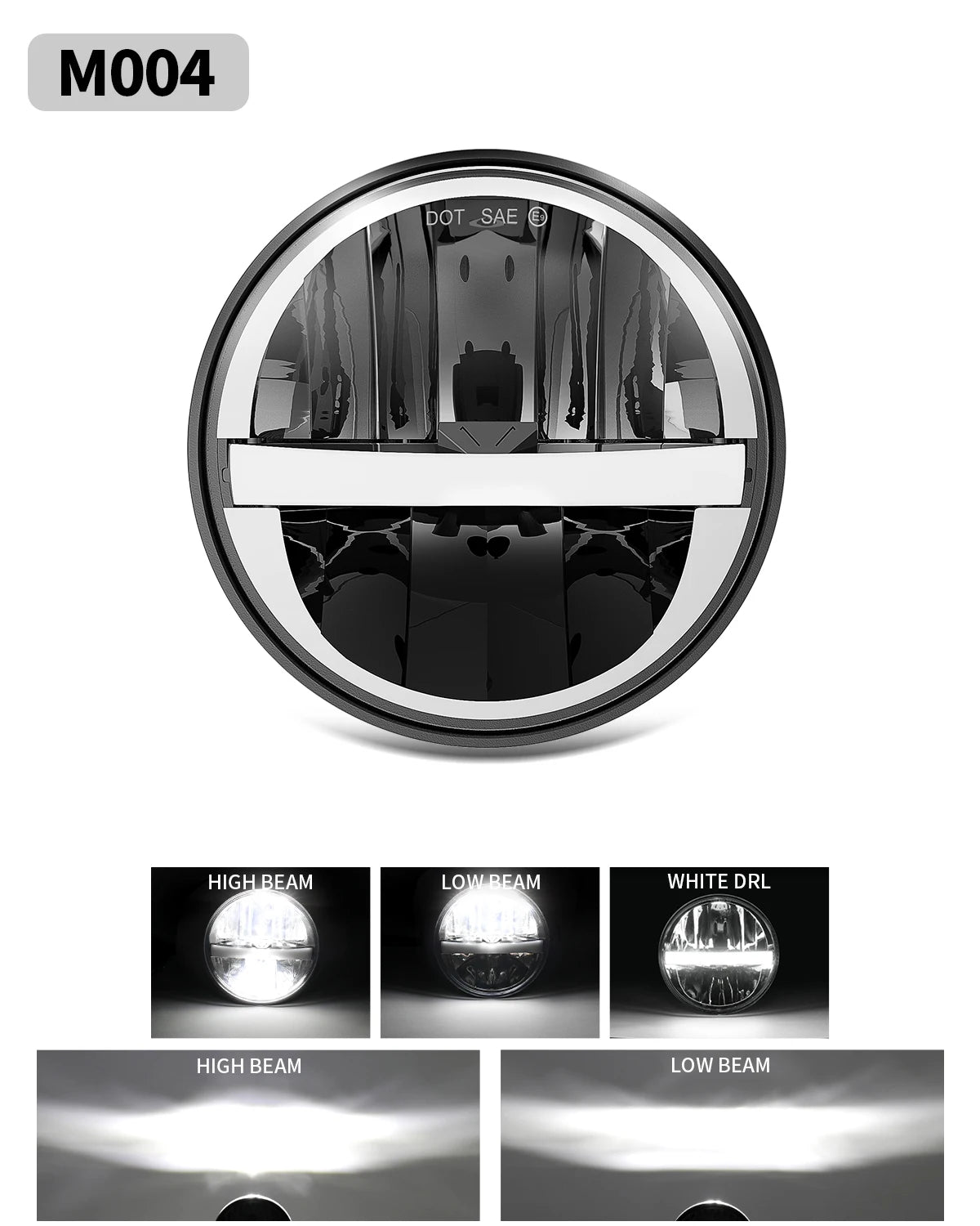 BraveWAY 5.75″ Round LED Headlight for Motorcycle 5-3/4 inch Moto Light with White/Amber DRL+ Start-up Gradient Welcome Halo