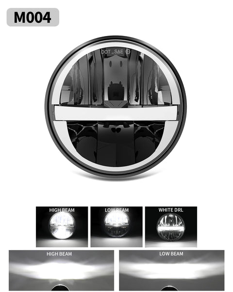 BraveWAY 5.75″ Round LED Headlight for Motorcycle 5-3/4 inch Moto Light with White/Amber DRL+ Start-up Gradient Welcome Halo