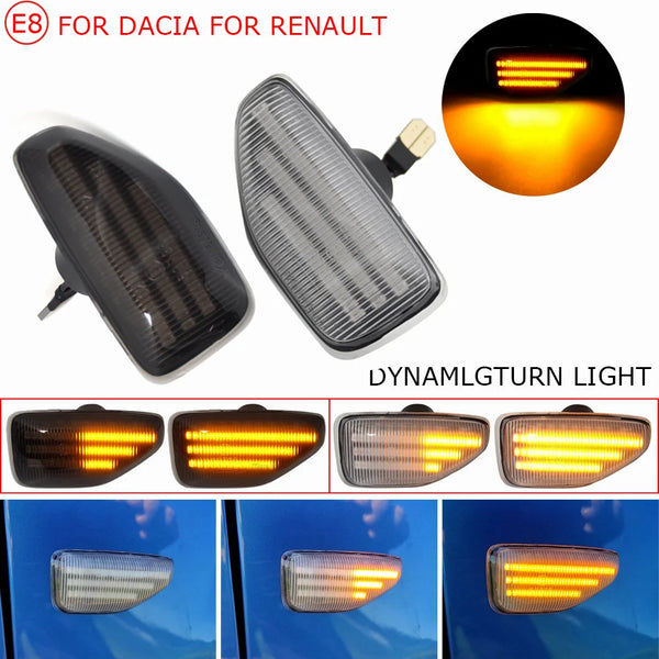 2Pcs Dynamic Amber LED Side Turn Signal Blinker Light for Dacia Logan II Sandero Duster 2018~ Car Styling Indicator Signal Light