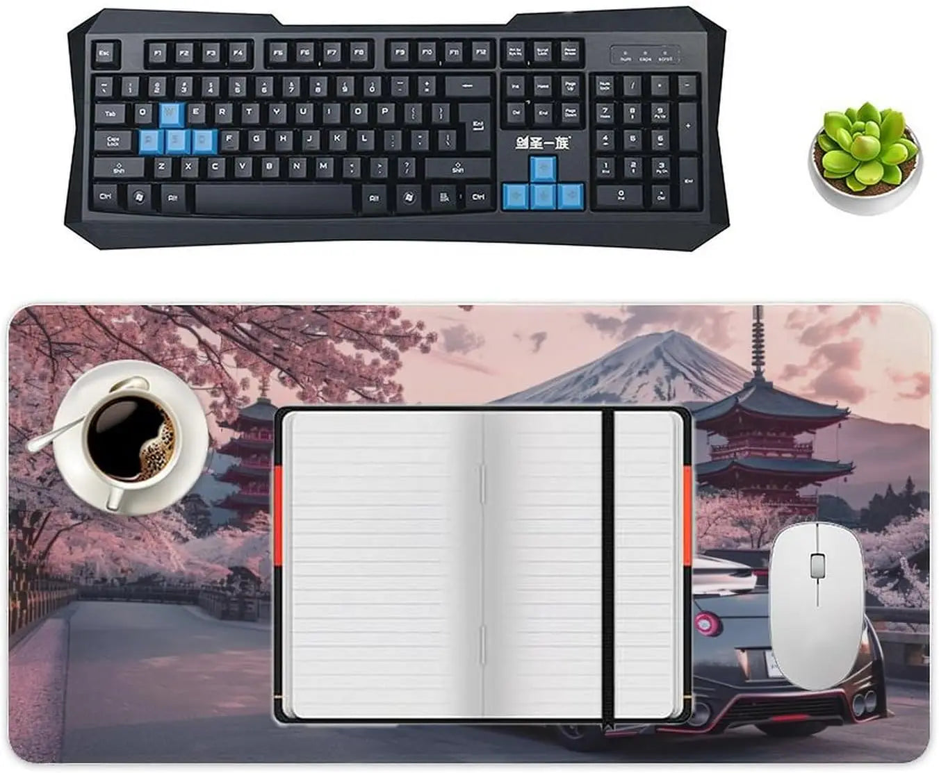 JDM Car R35 Large Gaming Mouse Pad Fuji Mount Cherry Blossoms Desk Mat Anti-Slip Rubber Base Laptop Computer Accessories Pads