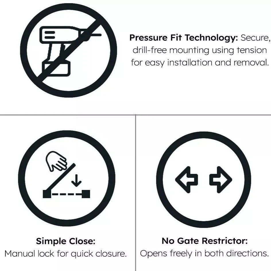 FYLO Baby Safety Stair Gate Pressure Fit 75-114cm Extra Wide