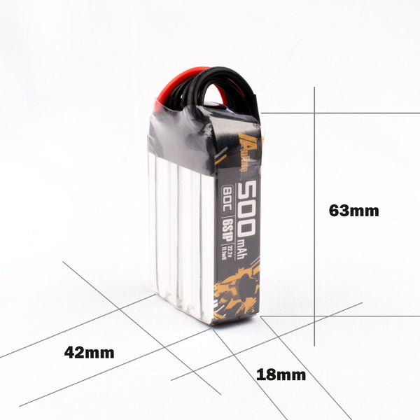 AuLine 500mAh 6S 22.2V 80C XT30 Lipo Battery (2 Pack)