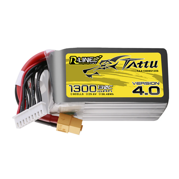 Tattu 1300mAh 8S 130C 29.6V R-Line Version 4.0 Lipo Battery Pack With XT60 Plug